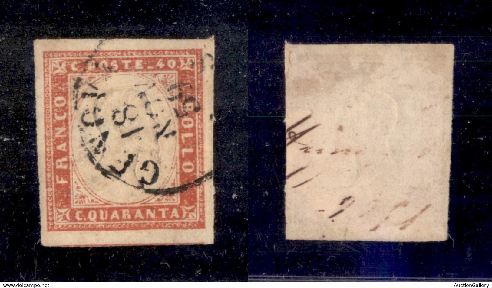 0087 ANTICHI STATI - SARDEGNA - 1859 - 40 Cent (16Ba) - Grandi Margini (600) - Other & Unclassified