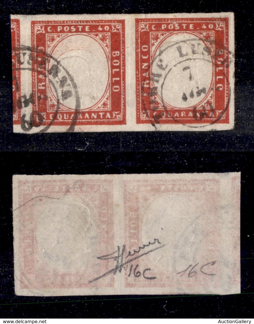 0088 ANTICHI STATI - SARDEGNA - 1860 - 40 Cent (16C) - Coppia Orizzontale - Ottimi Margini Con Parte Di Vicino - Torre L - Other & Unclassified