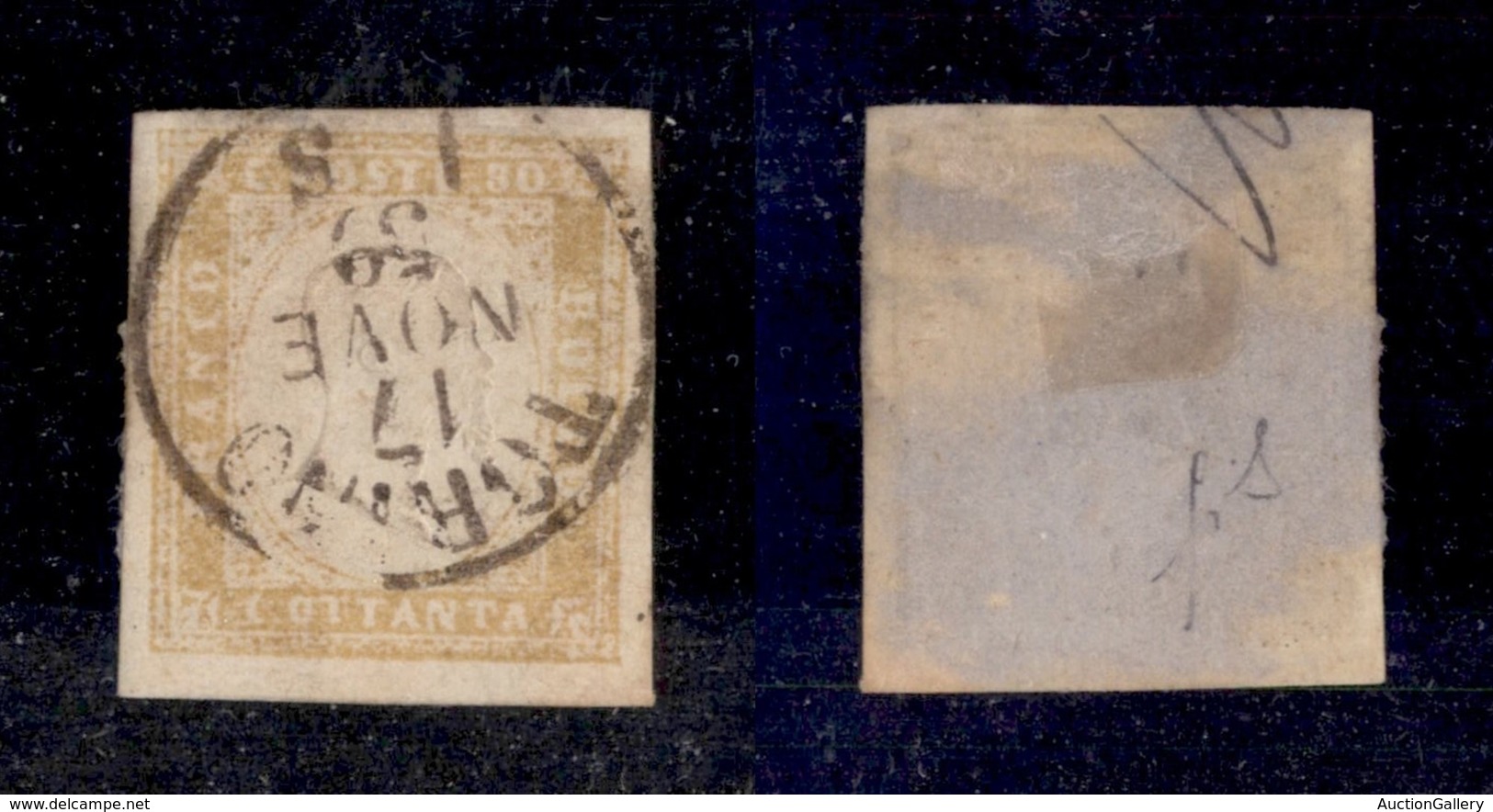 0090 ANTICHI STATI - SARDEGNA - 1859 - 80 Cent (17Aa) - Ottimi Margini - Torino 17.11.59 - Molto Bello - Fiecchi (1.600) - Autres & Non Classés