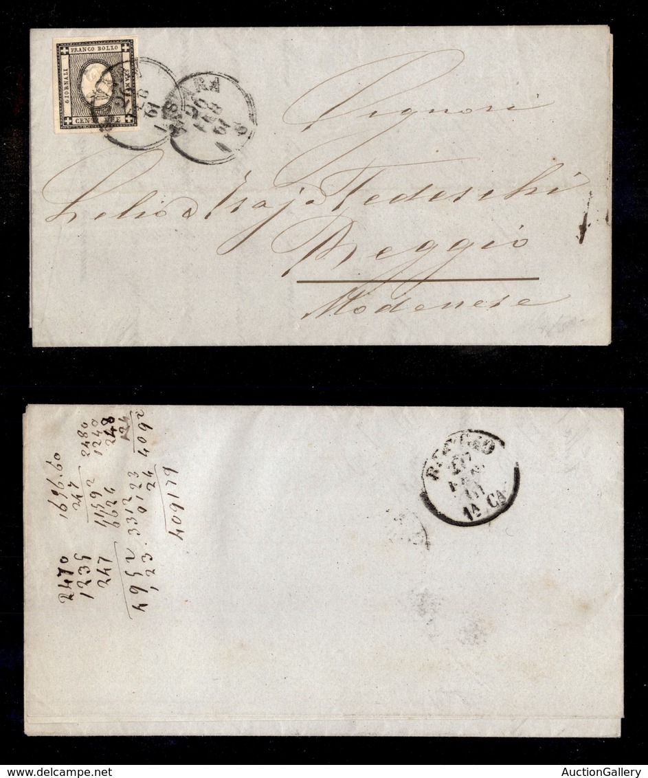 0092 ANTICHI STATI - SARDEGNA - 2 Cent (20a) Su Circolare Da Novara Del 26.2.61 - Ottimi Margini (800) - Other & Unclassified