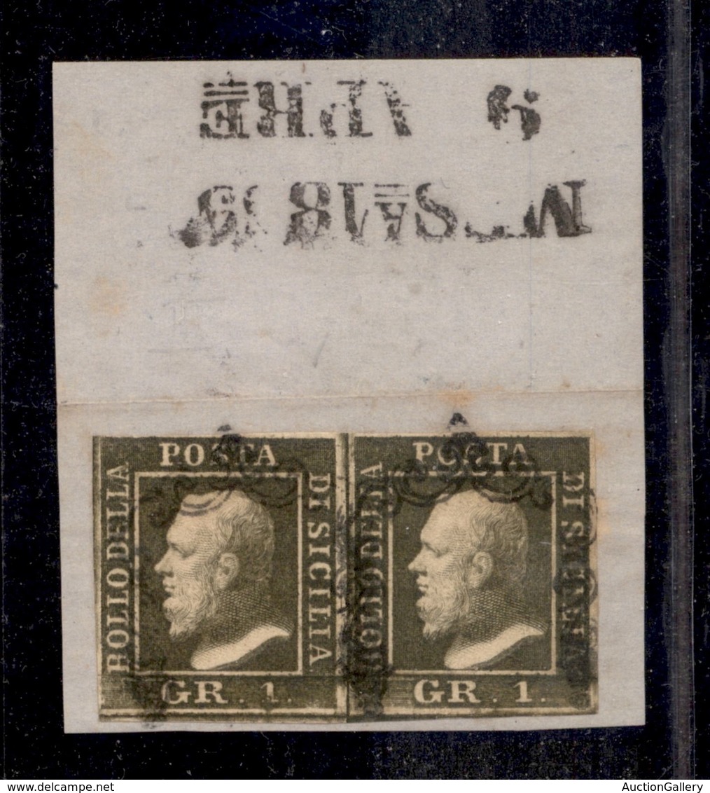 0097 ANTICHI STATI - SICILIA - 1859 - 1 Grano (5a) - Coppia Orizzontale - Buoni Margini - Diena (1.000+) - Autres & Non Classés