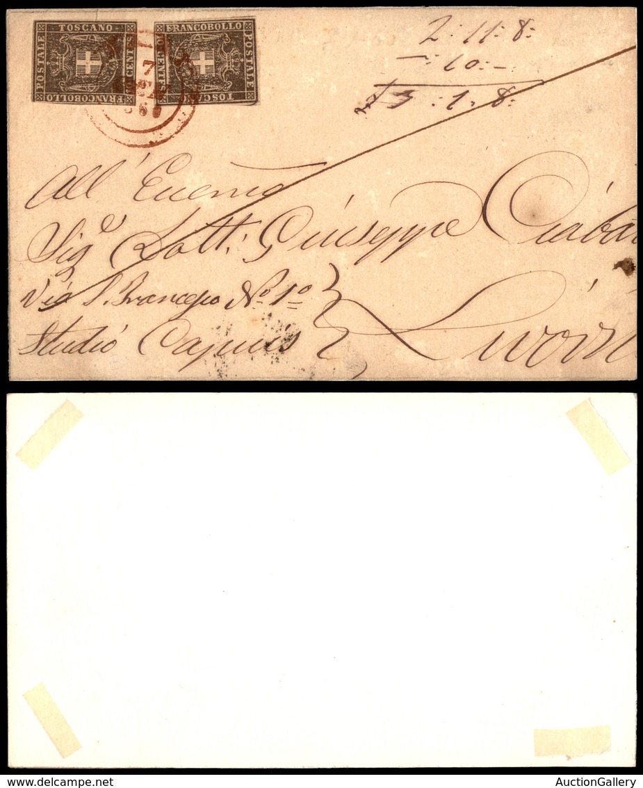 0120 ANTICHI STATI - TOSCANA - Lari (rosso-Pti.12) - Due 10 Cent (19) - Frontespizio Di Lettera Per Livorno Del 7.1.60 - - Other & Unclassified