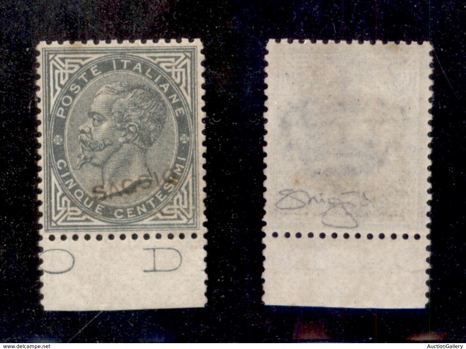 0129 REGNO - 1863 - Saggi - 5 Cent De La Rue (L16) Bordo Foglio - Molto Bello - Cert. Raybaudi - Other & Unclassified