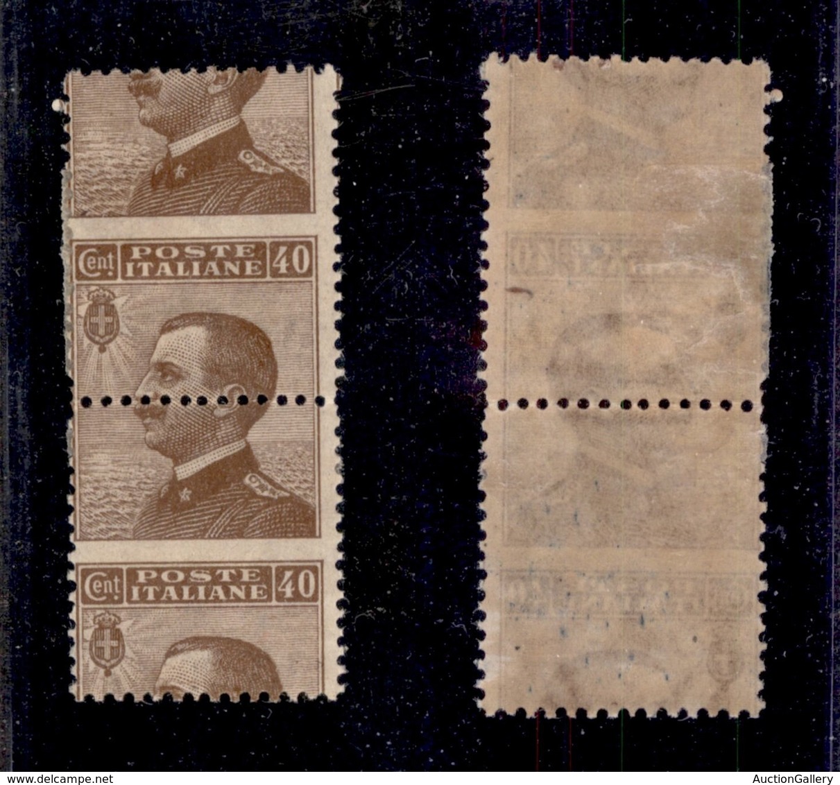 0161 REGNO - 1908 - Coppia Verticale Del 40 Cent Michetti (84me) - Dentellature Orizzontali Al Centro - Spostamento Non  - Autres & Non Classés