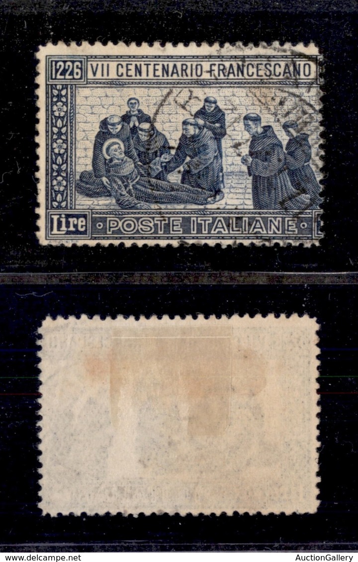 0186 REGNO - 1926 - 1,25 Lire S.Francesco (196) - Dentellatura Destra Spostata A Sinistra (senza Anno E Valore + Stretto - Autres & Non Classés