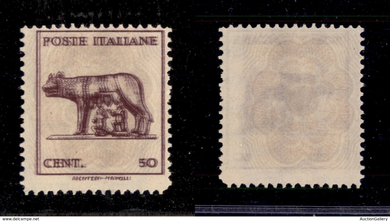 0204 REGNO - 1943 - 50 Cent Lupa (515ch) Con Doppia Stampa Completa + Stampa Recto Verso Del Fondo Di Sicurezza - Rara C - Autres & Non Classés