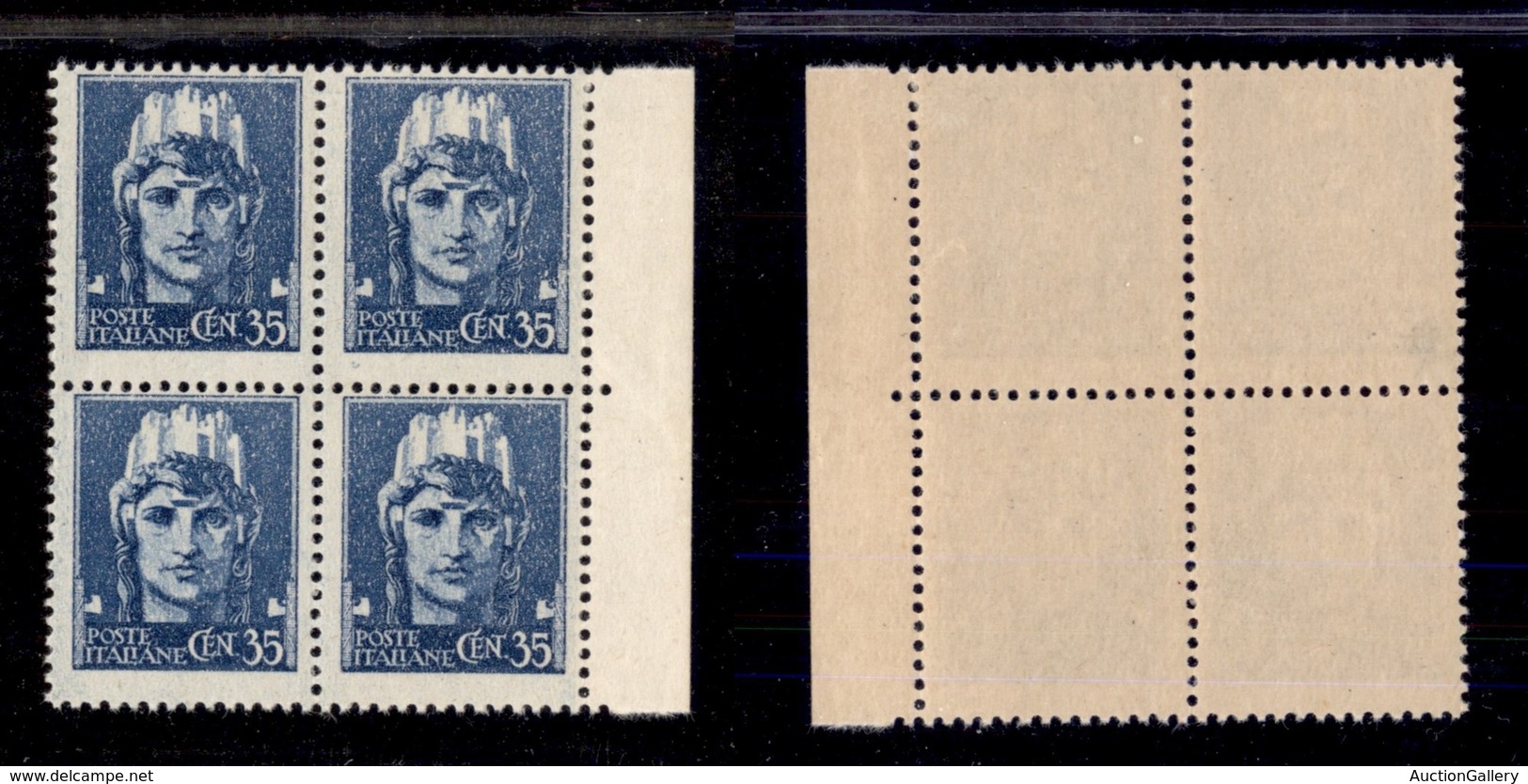 0209 REGNO - 1945 - 35 Cent (527a) Con Stampa Evanescente - Quartina Bordo Foglio - Gomma Integra - Other & Unclassified