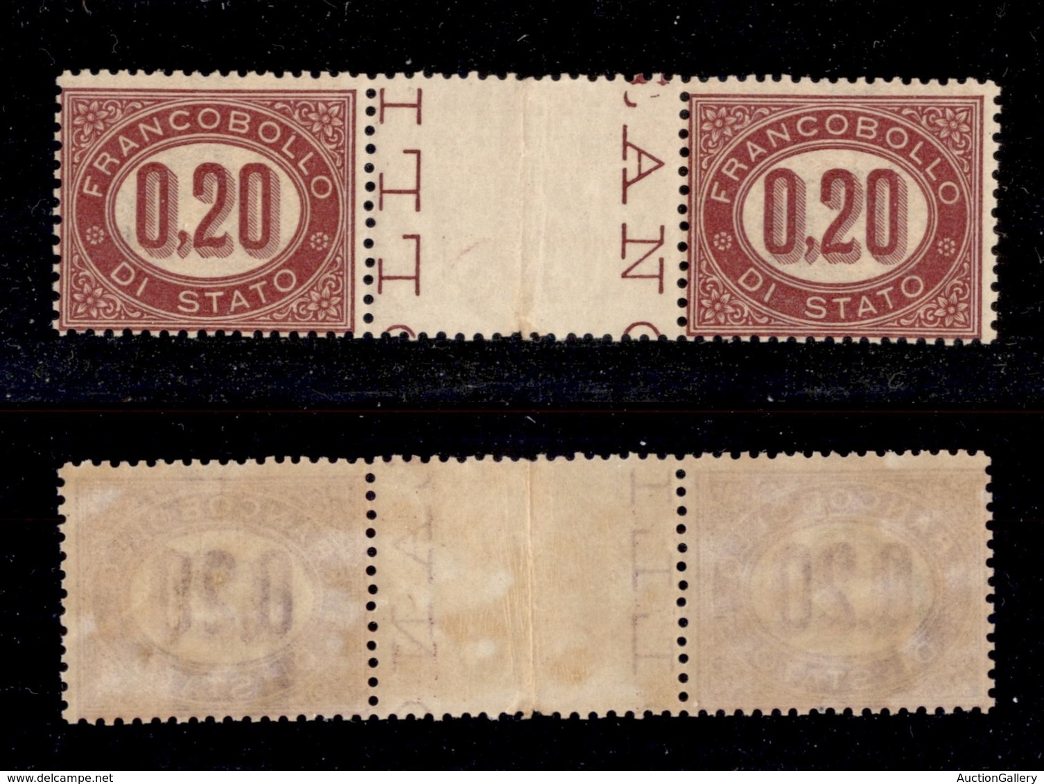 0225 REGNO - 1875 - 20 Cent (3-Servizio) - Coppia Con Interspazio Al Centro - Gomma Integra (750) - Autres & Non Classés