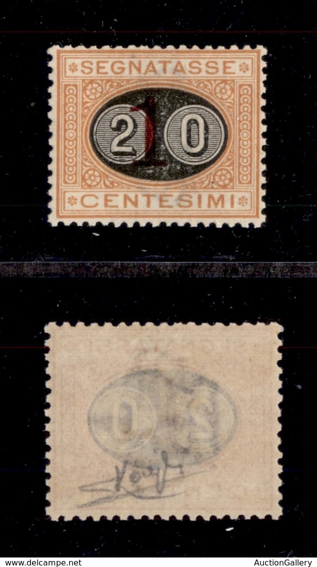 0248 REGNO - 1890 - 20 Cent Su 1 (18-Segnatasse) - Gomma Originale - Molto Ben Centrato - Raybaudi - Autres & Non Classés