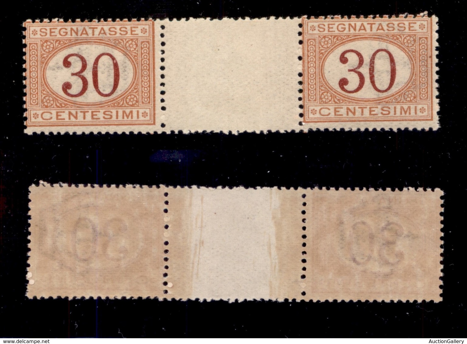 0251 REGNO - 1890 - 30 Cent (23-Segnatasse) - Coppia Con Interspazio Al Centro - Gomma Integra (1.650) - Autres & Non Classés