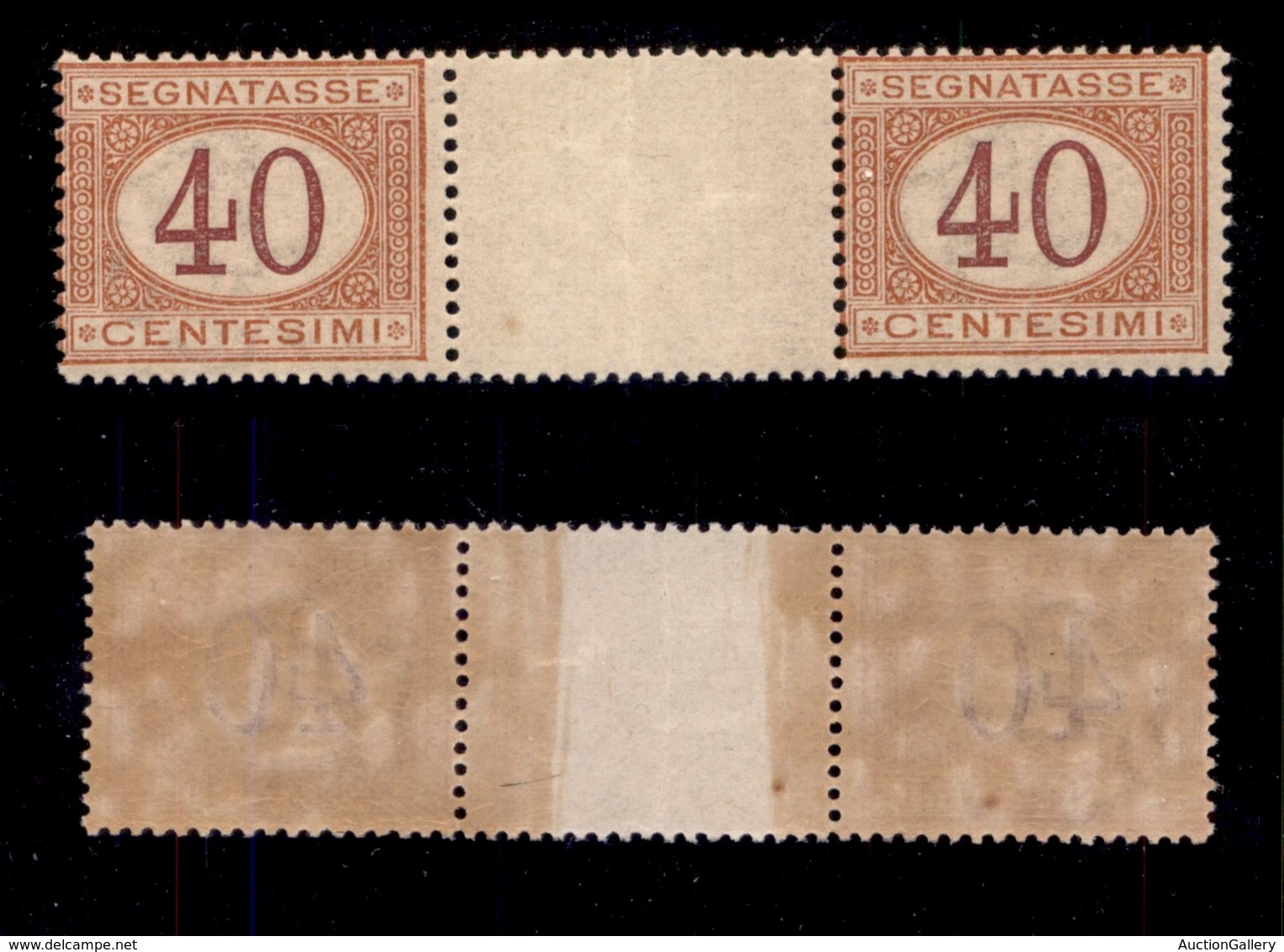 0254 REGNO - 1890 - 40 Cent (24-Segnatasse) - Coppia Orizzontale Con Interspazio Al Centro - Gomma Integra (1.650) - Autres & Non Classés