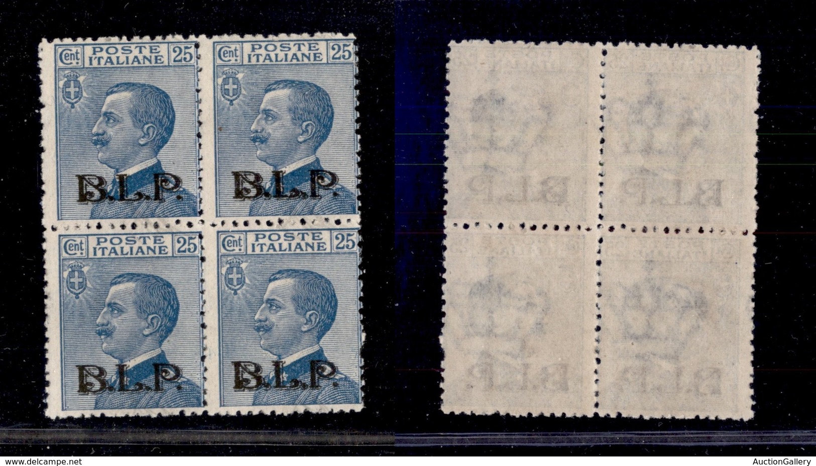 0265 REGNO - 1922 - BLP - 25 Cent (8) In Quartina - Gomma Integra - Cert. AG (1.550) - Autres & Non Classés