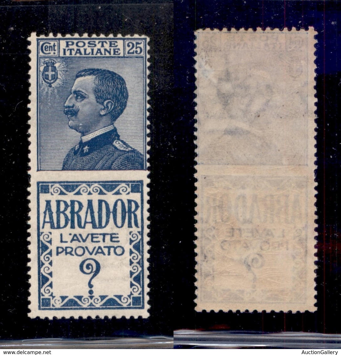 0268 REGNO - 1924 - Pubblicitari - 25 Cent Abrador (4) - Gomma Integra - Bello (400) - Autres & Non Classés