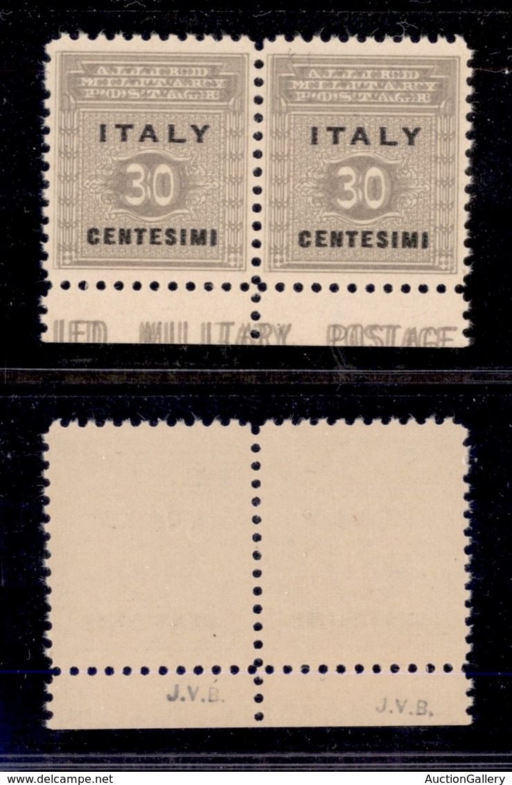 0312 OCCUPAZIONI - ANGLO AMERICANA - AMP SICILIA - 1943 - 30 Cent (3a) Con Doppia Stampa Del Fondo - Coppia Bordo Foglio - Autres & Non Classés