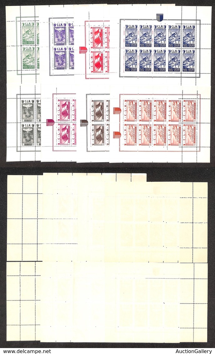 0361 EMISSIONI LOCALI - AOSTA - 1944 - Minifogli (9/16) - Serie Completa - Gomma Integra (990) - Other & Unclassified