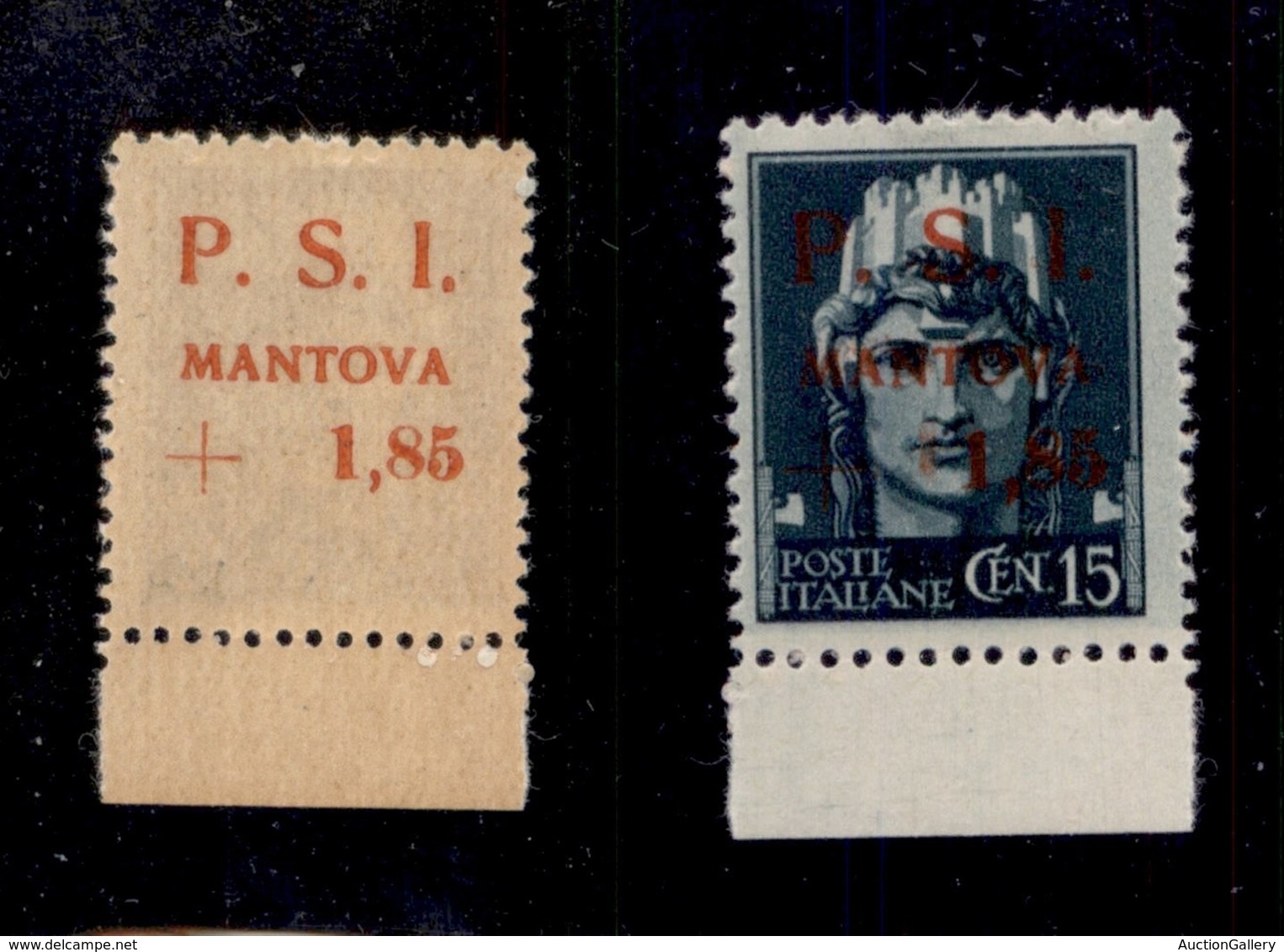 0369 EMISSIONI LOCALI - MANTOVA - 1945 - Soprastampa Recto Verso - 15 Cent + 1,85 Lire (2aa) - Gomma Integra - Molto Bel - Other & Unclassified
