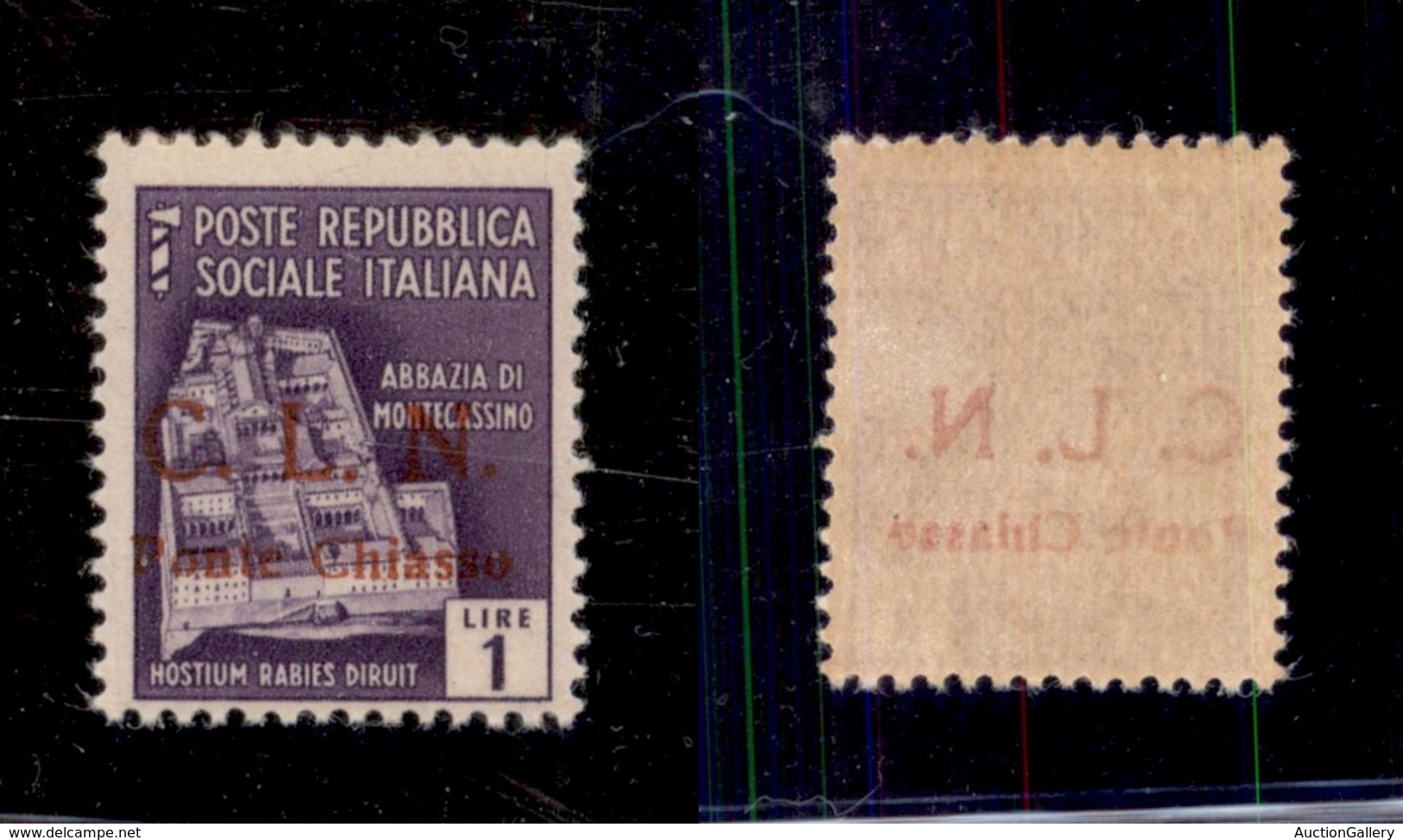 0381 EMISSIONI CLN - PONTE CHIASSO - 1945 - 1 Lira Violetto (8) Con Leggero Decalco - Non Catalogato - Gomma Integra - Sonstige & Ohne Zuordnung