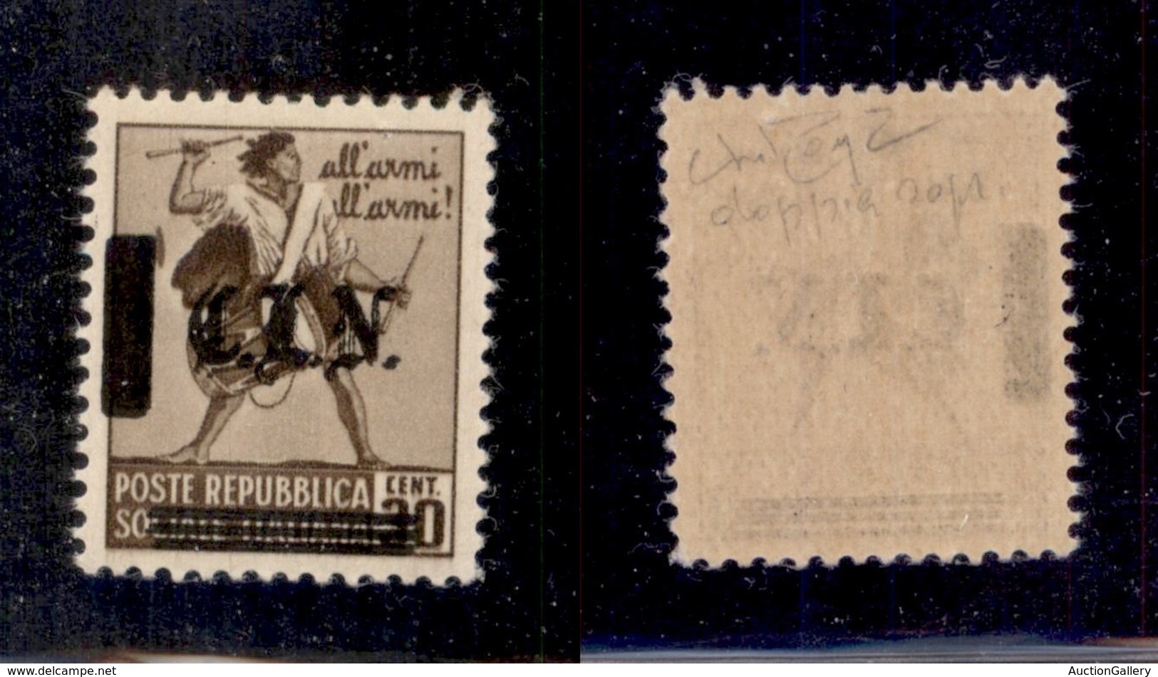 0392 EMISSIONI CLN - TORINO - 1945 - 30 Cent (Errani 8a) Con Doppia Soprastampa - Gomma Integra - Raybaudi - Autres & Non Classés