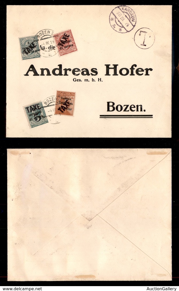 0437 OCCUPAZIONI - TRENTINO - Bolzano 3 - Gemelli - Busta Da Kardaun A Bolzano Del 30.3.19 - Tassata Per 40 Cent (46+51+ - Altri & Non Classificati
