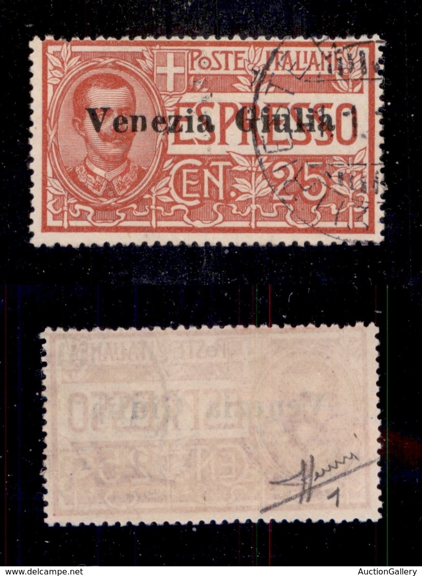 0450 OCCUPAZIONI - VENEZIA GIULIA - 1919 - 25 Cent (1-Espressi) Usato - Sorani (380) - Other & Unclassified