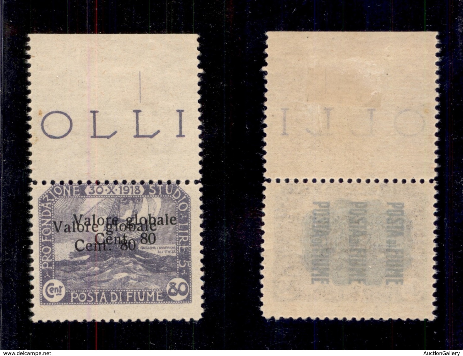 0458 OCCUPAZIONI - FIUME - 1919 - 80 Cent Valore Globale (94ca) Con Doppia Soprastampa (una A Sinistra) - Gomma Integra  - Other & Unclassified