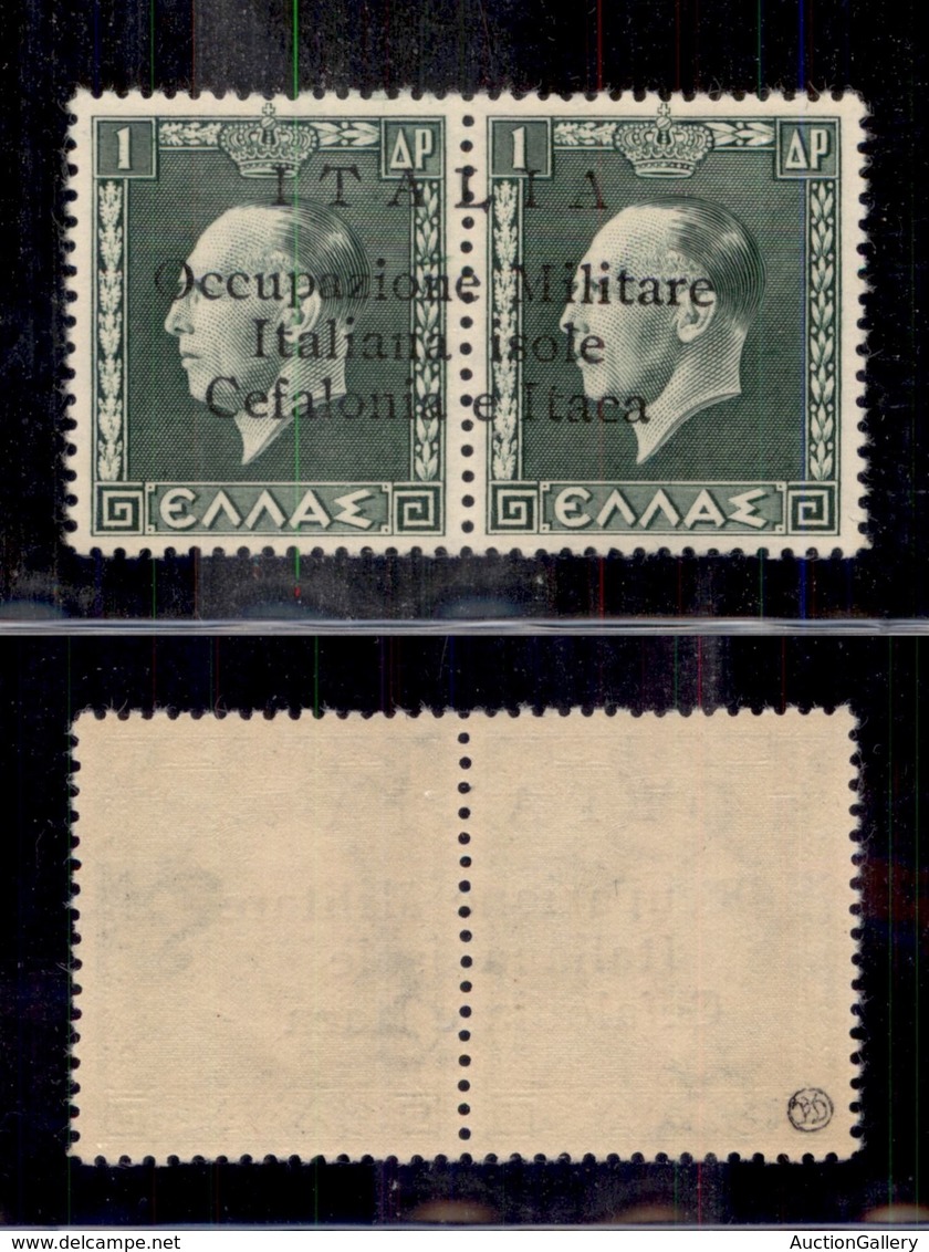 0467 OCCUPAZIONI - CEFALONIA E ITACA - 1941 - Falso Drossos - 1+1 Dracma (8) - Gomma Integra - Perizia Raybaudi (origina - Autres & Non Classés