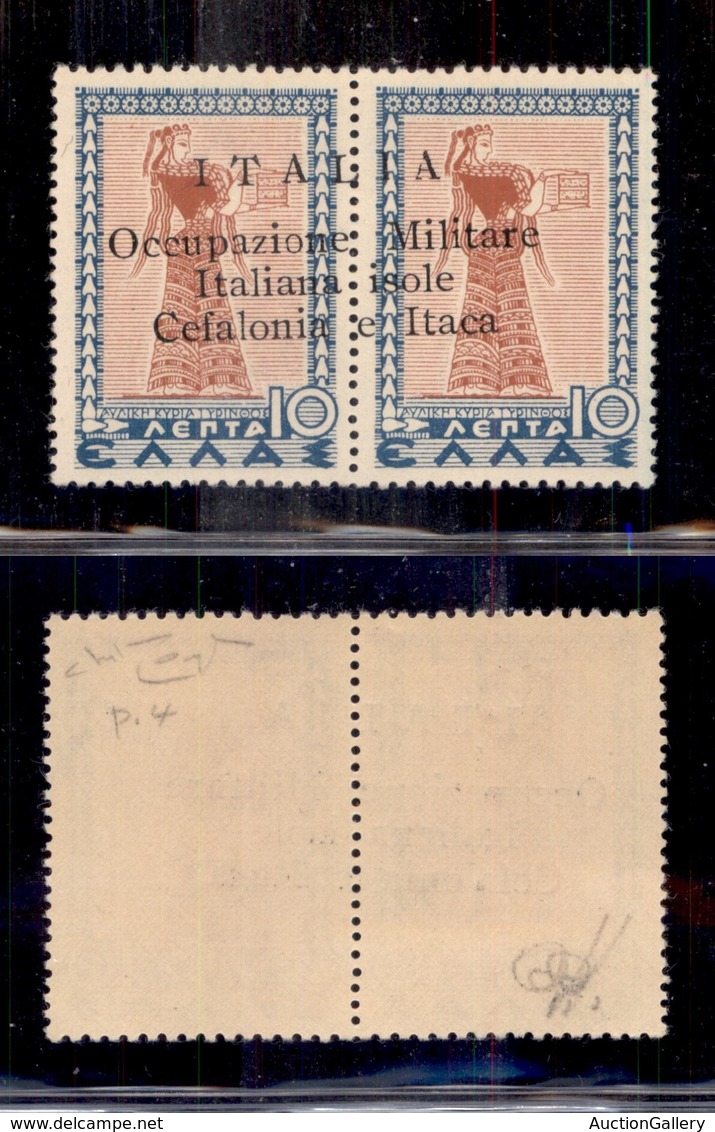 0468 OCCUPAZIONI - CEFALONIA E ITACA - 1941 - 10 + 10 Lepta (12oe) Con Soprastampa Obliqua - Gomma Integra - Non Quotato - Other & Unclassified