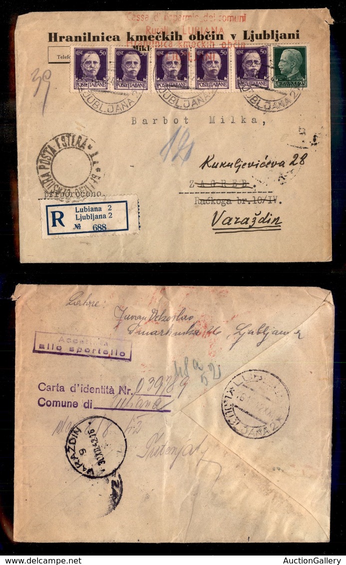 0473 OCCUPAZIONI - LUBIANA - Raccomandata Per Zagabria Del 16.12.42 Con Affrancatura Multipla Di Regno (248+251 Cinque) - Autres & Non Classés