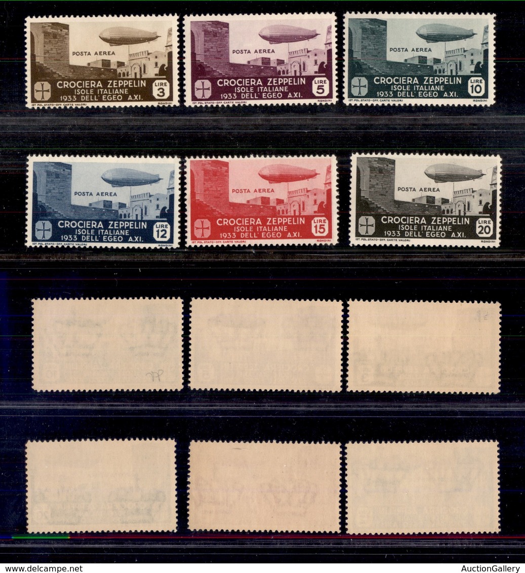 0522 COLONIE ITALIANE - EGEO - 1933 - Zeppelin (22/27-Aerea) - Serie Completa - Gomma Integra (2.250) - Autres & Non Classés