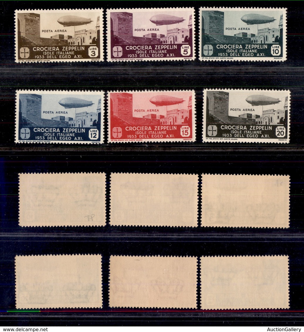 0522 COLONIE ITALIANE - EGEO - 1933 - Zeppelin (22/27-Aerea) - Serie Completa - Gomma Integra (2.250) - Other & Unclassified
