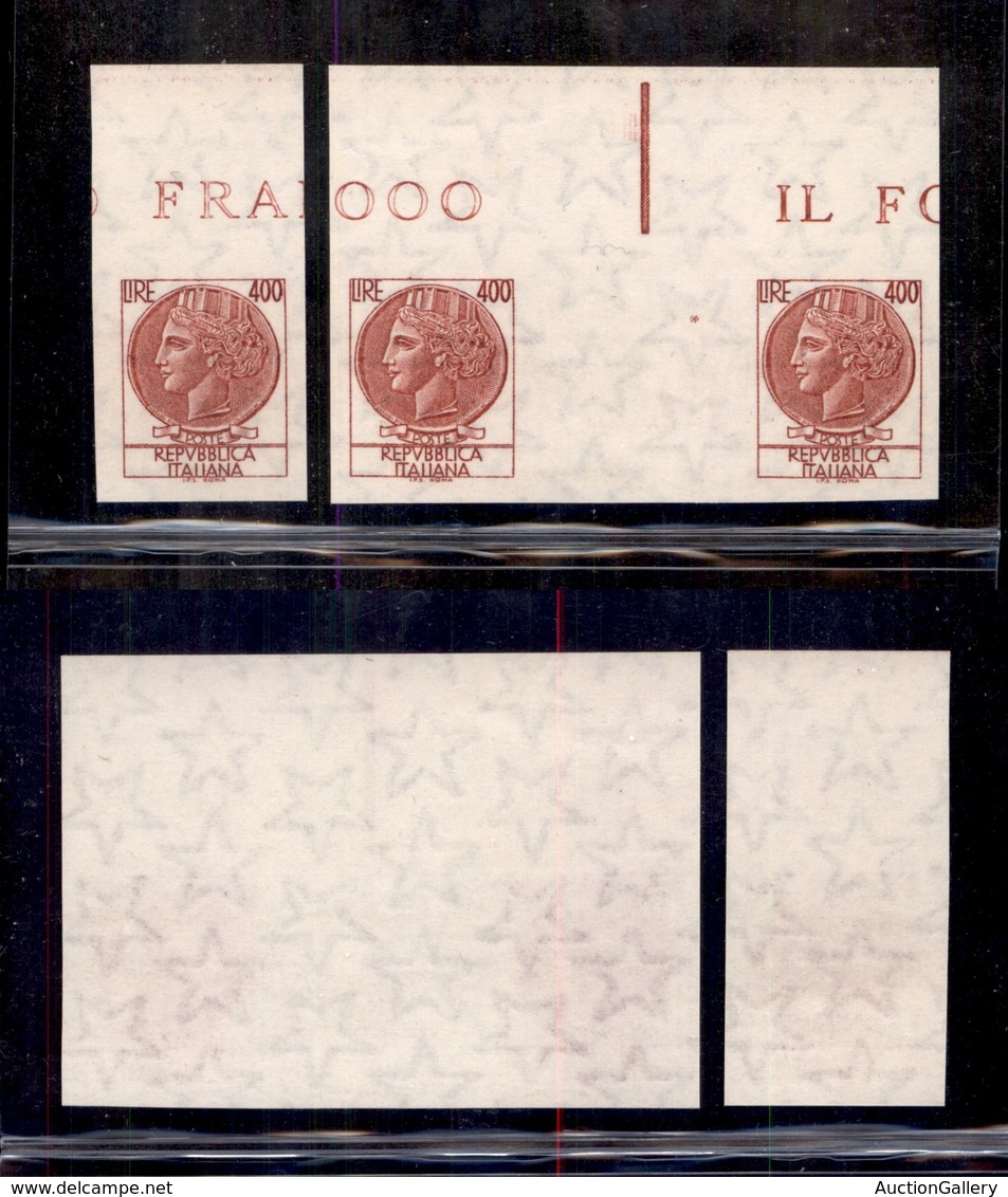 0638 REPUBBLICA - 1976 - 400 Lire (1084B) - Singolo + Coppia Con Interspazio - Non Dentellati - Gomma Integra - Other & Unclassified