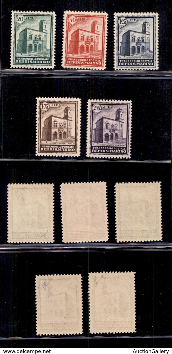 0661 SAN MARINO - 1932 - Palazzetto Della Posta (159/163) - Serie Completa - Gomma Integra - Cert. Biondi (1.750) - Autres & Non Classés