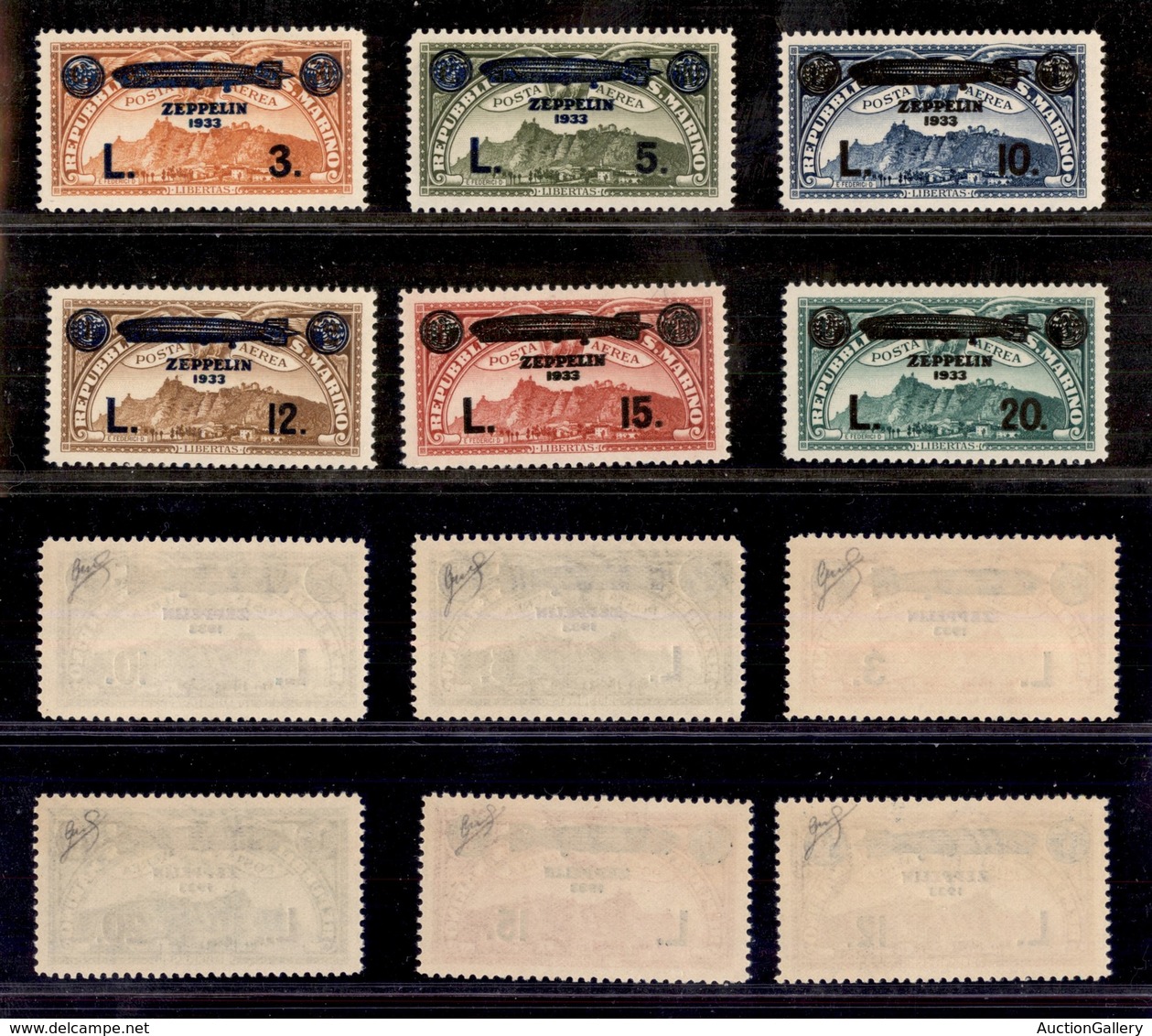 0671 SAN MARINO - 1933 - Zeppelin (11/16-Aerea) - Serie Completa - Gomma Integra - Cert. Biondi (600) - Other & Unclassified