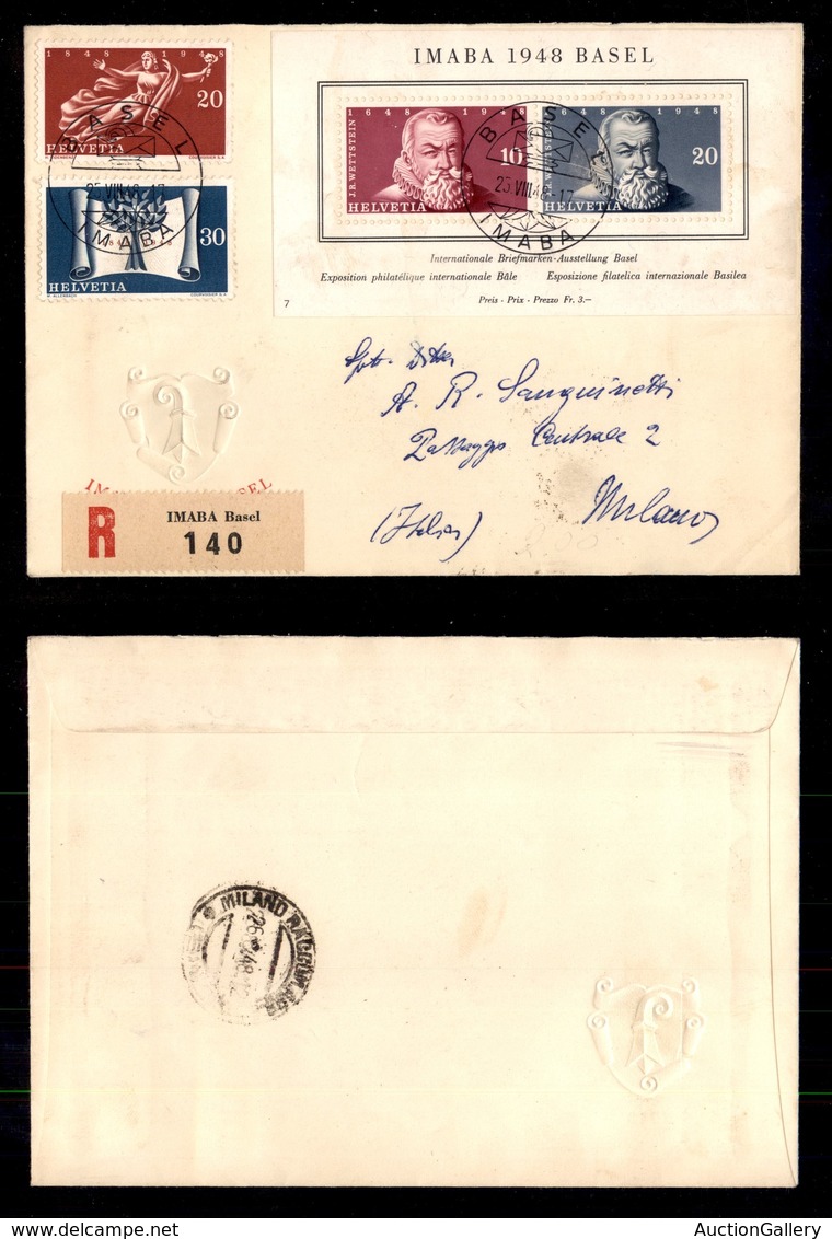 0715 EUROPA - SVIZZERA - Imaba 1938 (13-Foglietti) - Busta Ufficiale Raccomandata Per Milano Del 23.8.38 - Sonstige & Ohne Zuordnung