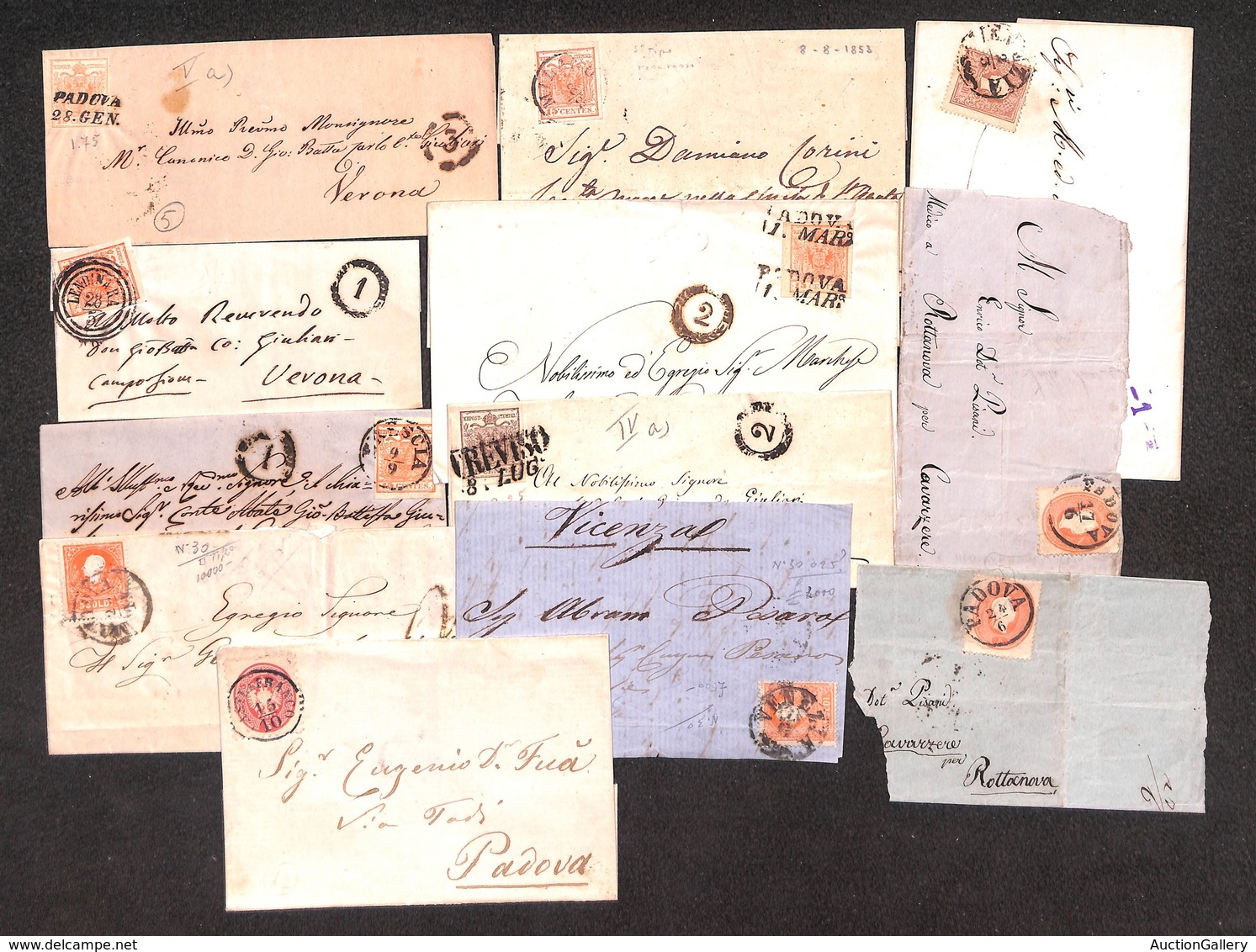 0768 LOTTI E COLLEZIONI - LOMBARDO VENETO - 1850/1863 - Dieci Lettere E Due Frontespizi Con Affrancature Del Periodo - D - Other & Unclassified