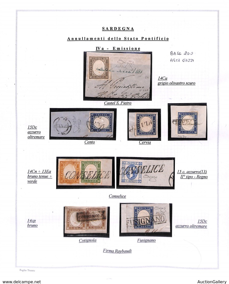 0771 LOTTI E COLLEZIONI - SARDEGNA/REGNO - 1861/1863 - 8 Frammenti Con Diverse Affrancature E Interessanti Annullamenti  - Autres & Non Classés