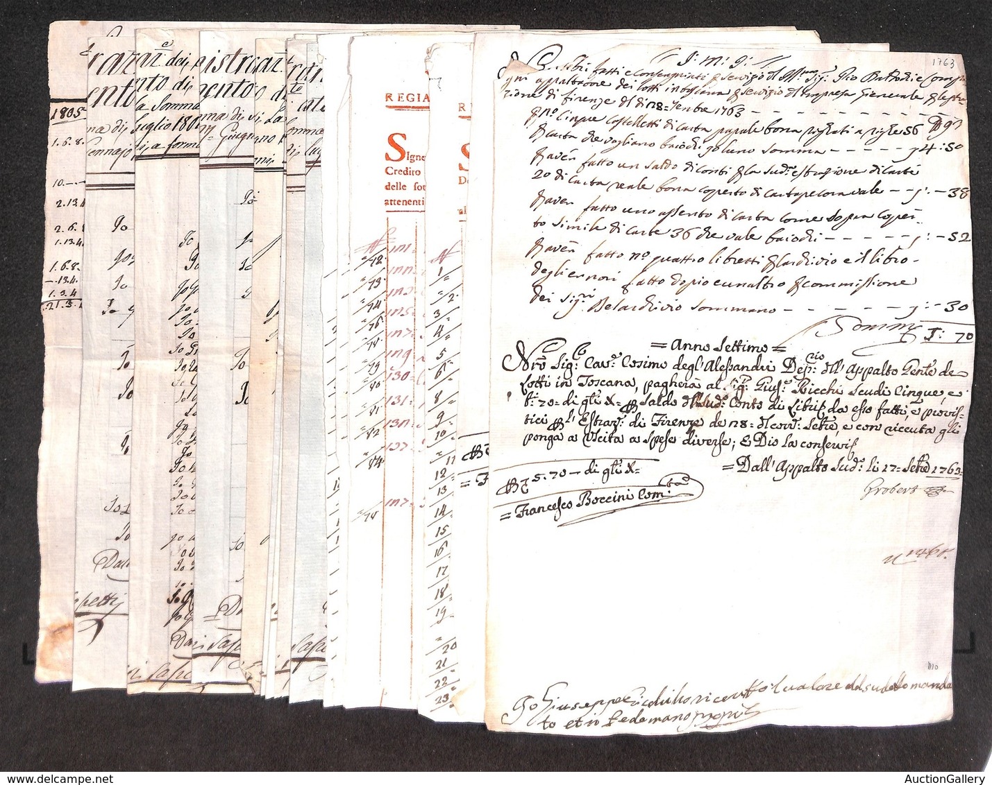 0773 LOTTI E COLLEZIONI - TOSCANA - 1763/1805 - Regia Amministrazione Dei Lotti Di Toscana - 16 Documenti Contabili Del  - Other & Unclassified