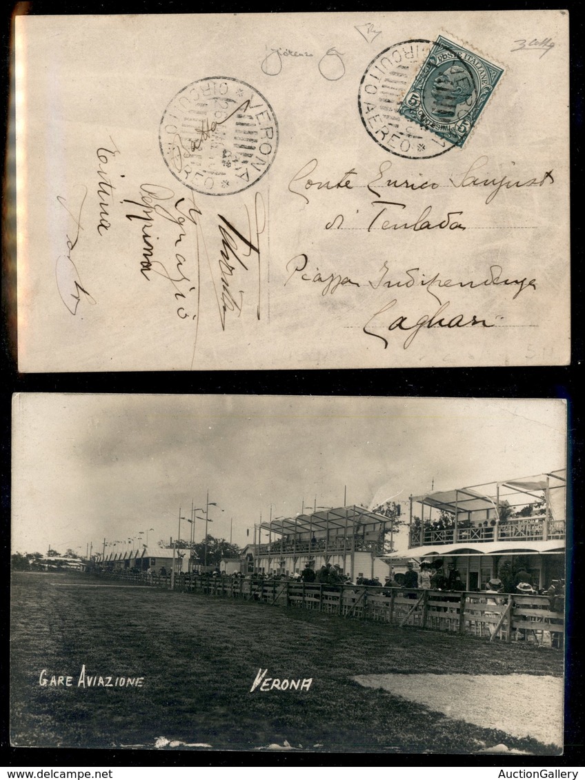 0851 ITALIA - POSTA AEREA - 1910 (26 Maggio) - Verona Concorsi Aerei (P4 - Longhi 254/10Ava) - Cartolina Fotografica Del - Autres & Non Classés