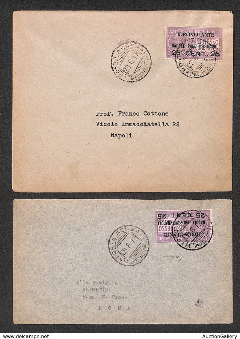 0878 ITALIA - POSTA AEREA - 1917 (28 Giugno) - Palermo Napoli (7 - Longhi 876/17PNa) - Due Aerogrammi Del Volo - Other & Unclassified