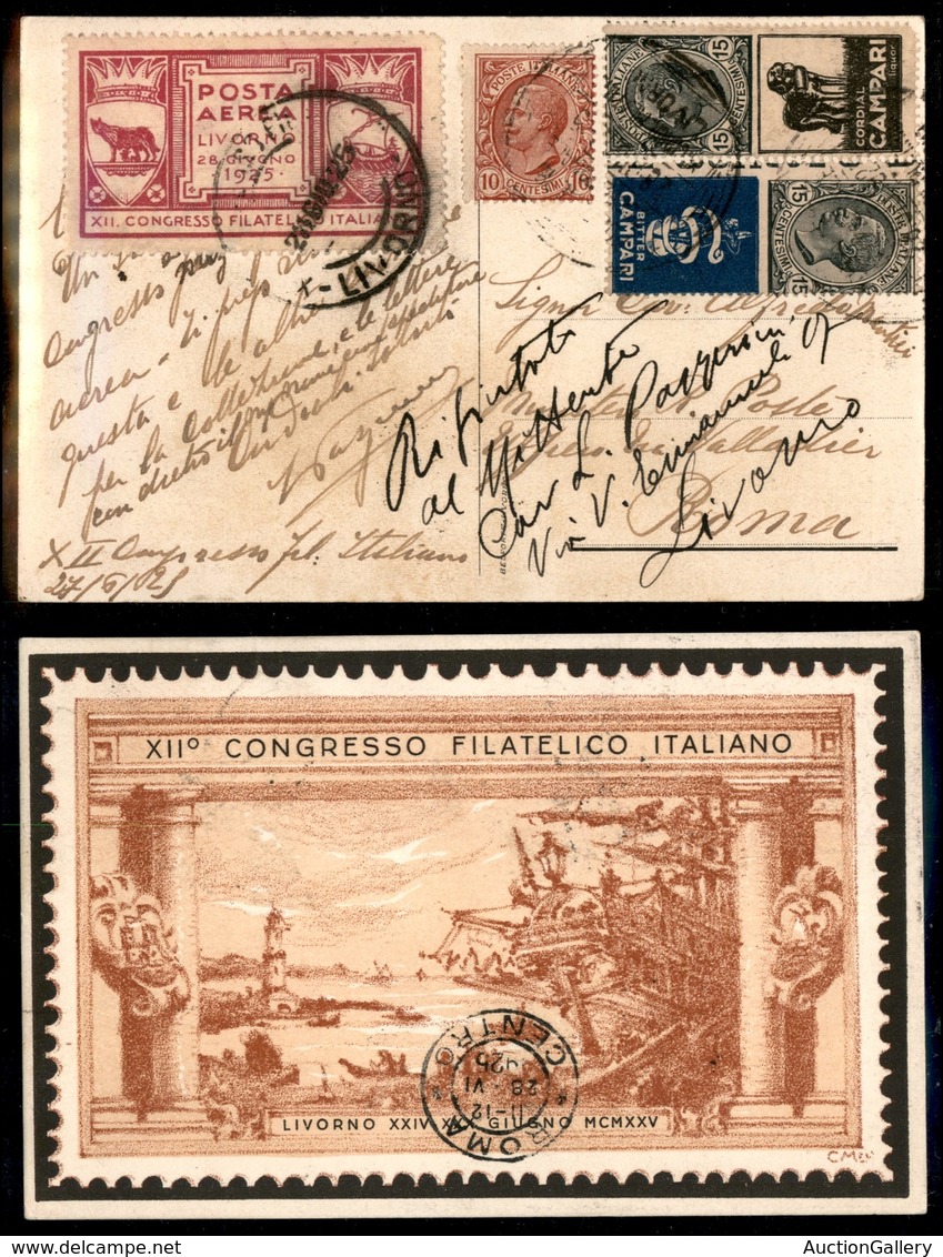 0888 ITALIA - POSTA AEREA - 1925 (28 Giugno) - Livorno Roma (39 - Longhi 1372/25LSg) - Cartolina Ufficiale - Other & Unclassified