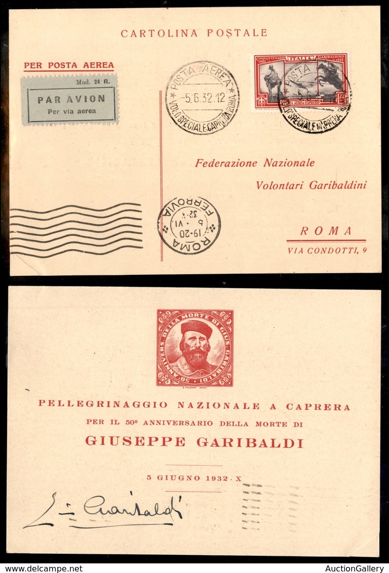 0983 ITALIA - POSTA AEREA - 1932 (5 Giugno) - Caprera Roma (298 - Longhi 2696/32DEe) - Cartolina Speciale - Other & Unclassified