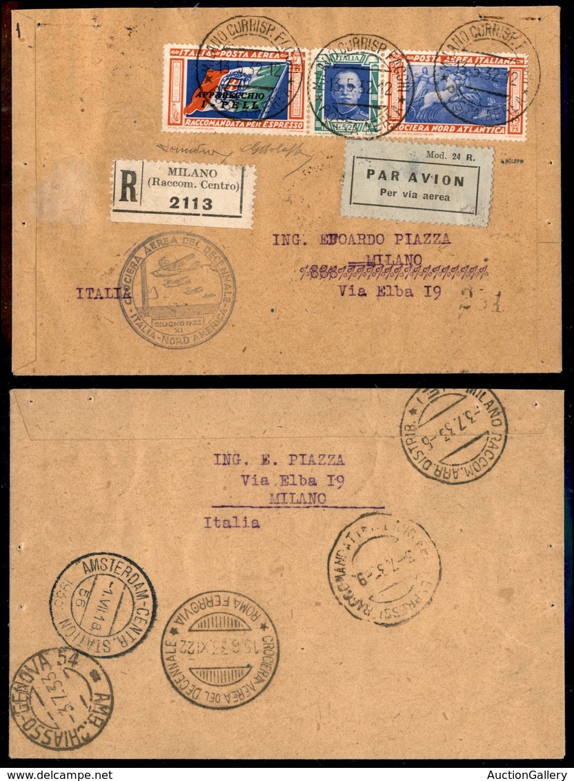 1003 ITALIA - POSTA AEREA - 1933 - Crociera Del Decennale (Longhi 2853/33SBa) - Trittico PELL (51N - Aerea) Su Aerogramm - Autres & Non Classés