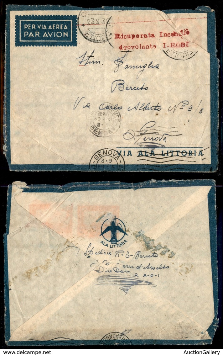 1034 ITALIA - POSTA AEREA - 1936 (27 Settembre) - Addis Abeba Roma (439 - Longhi 3598/36RKa) - Da Dire Daua - Recuperata - Autres & Non Classés