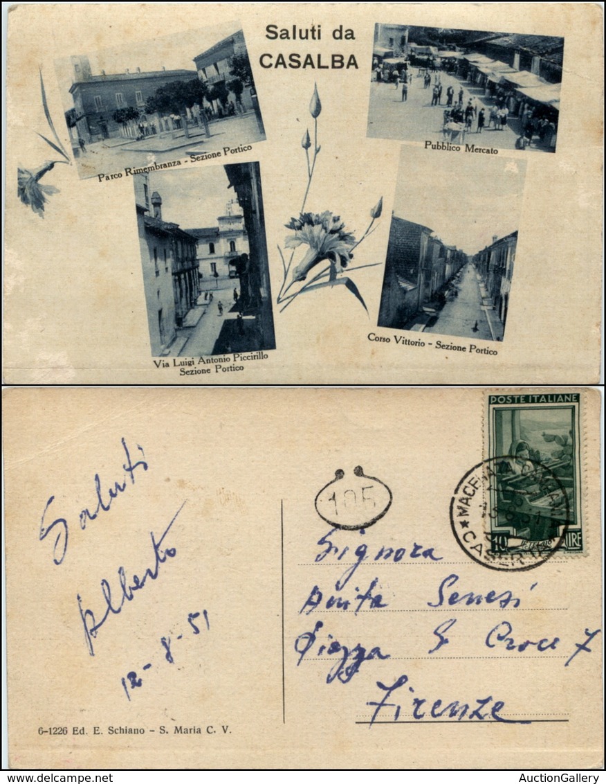 1509 CARTOLINE - REGIONALISMO-CAMPANIA - Casalba (CE), 4 Piccole Immagini Viaggiata 1951 - Autres & Non Classés