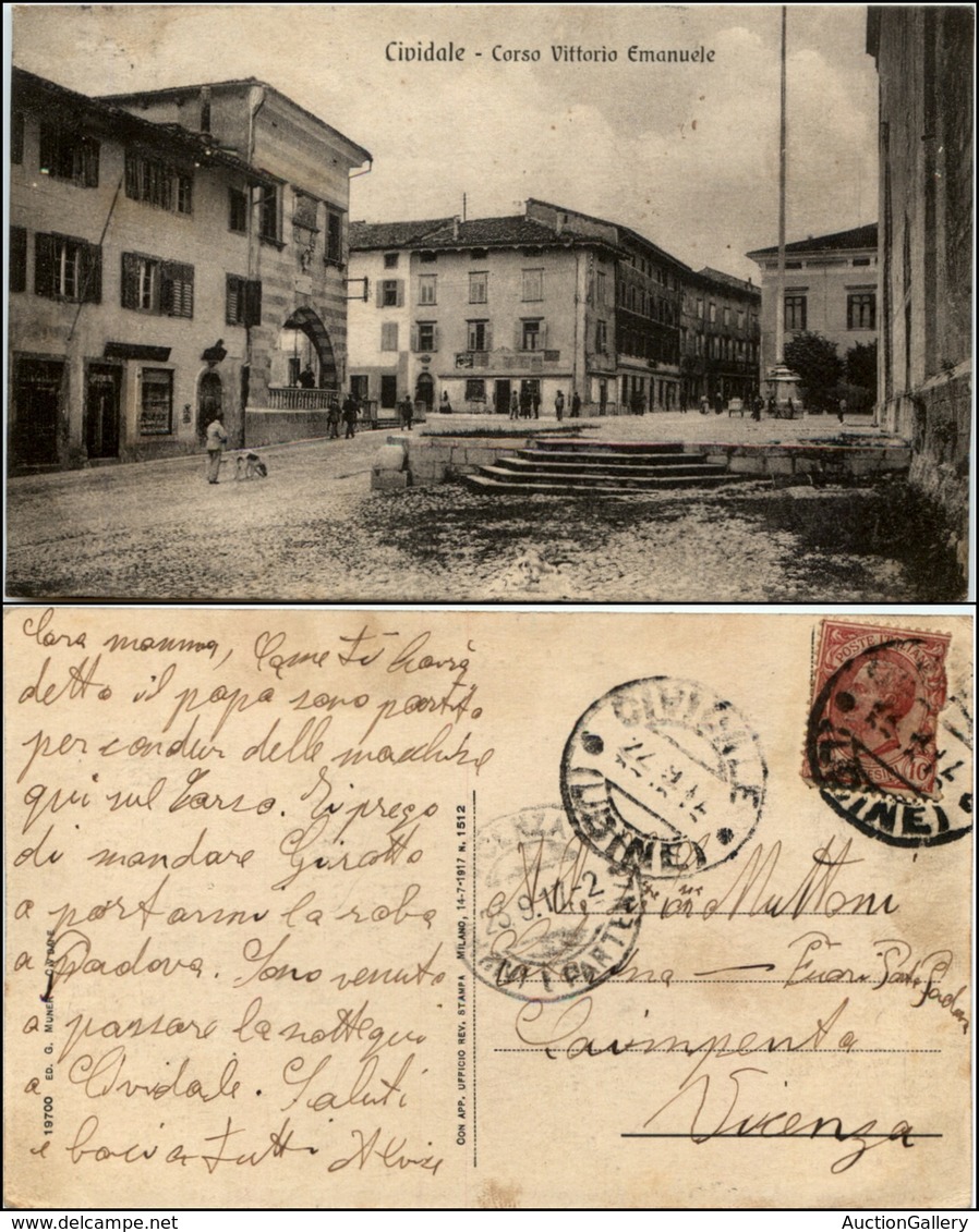 1515 CARTOLINE - REGIONALISMO-FRIULI VENEZIA GIULIA - Cividale (UD), Corso V.E. Animata, Viaggiata 1917 - Autres & Non Classés
