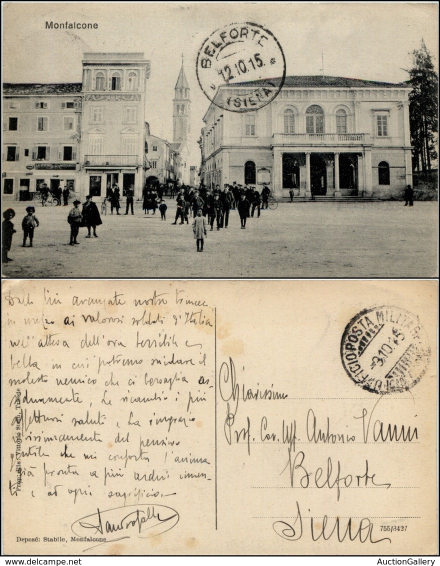1516 CARTOLINE - REGIONALISMO-FRIULI VENEZIA GIULIA - Monfalcone (GO), Piazza Del Paese Animatissima Viaggiata 1915 - Autres & Non Classés