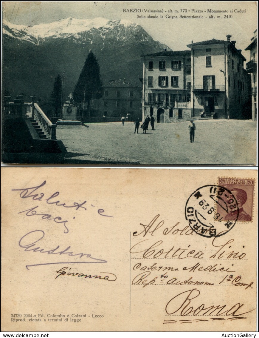 1527 CARTOLINE - REGIONALISMO-LOMBARDIA - Barzio (Valsassina), (LC) Piazza Animata Viaggiata 1929 - Autres & Non Classés