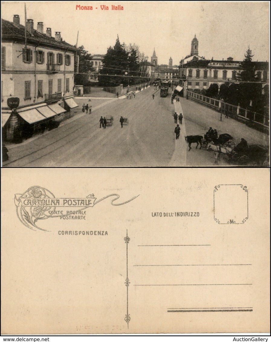 1528 CARTOLINE - REGIONALISMO-LOMBARDIA - Monza, Via Italia Animata Con Tram Nuova Perfetta - Altri & Non Classificati