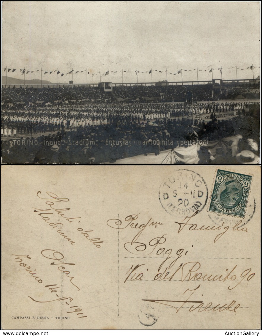 1533 CARTOLINE - REGIONALISMO-PIEMONTE - Torino, Inaugurazione Stadium, Fotografica Animatissima Viaggiata 1911 - Sonstige & Ohne Zuordnung