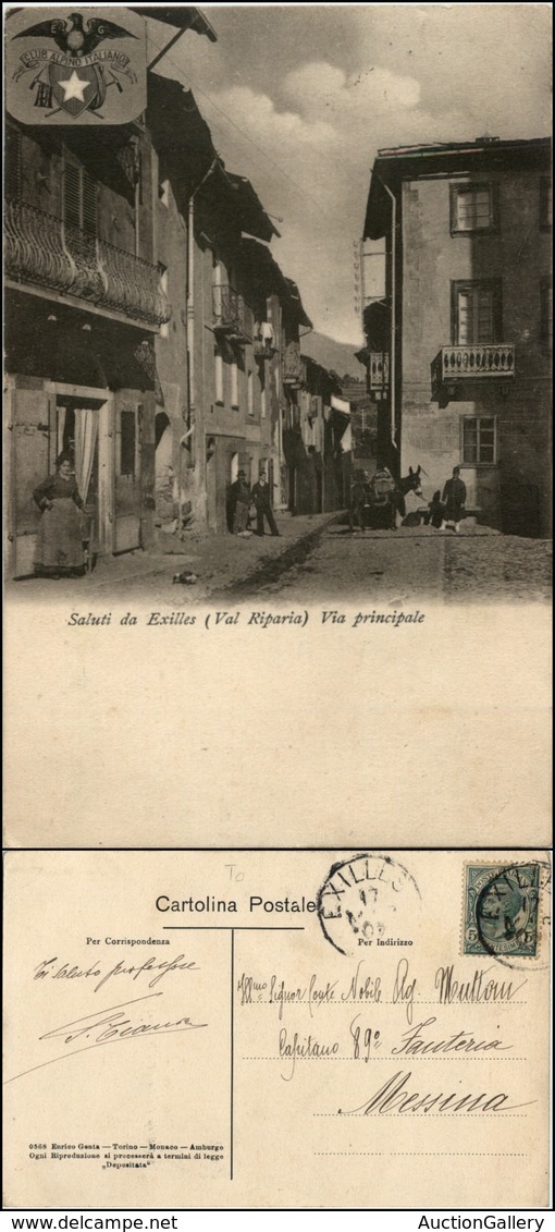 1535 CARTOLINE - REGIONALISMO-PIEMONTE - Exilles (TO), Via Principale Animata Viaggiata 1907 - Autres & Non Classés